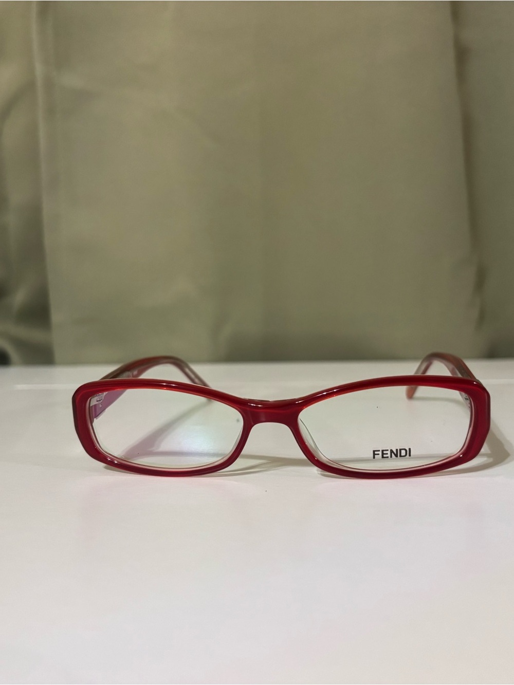 Fendi Red Women's Rectangular Eyeglass Frames
